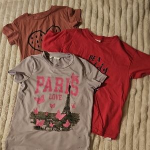 Paris Love Kids T-Shirt Set - Pink and Red
